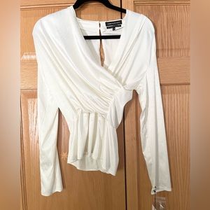 NWT SOMETHING NAVY CREAM BLOUSE